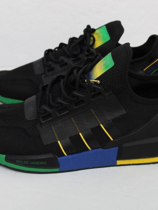 Adidas NMD R1 V2 Rio De Janeiro Black Textile Mens Lace Up Trainers FY1255 Sz 14 main image 4